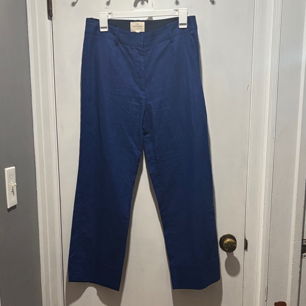 SEZANE Jude linen trouser pants in indigo size 6